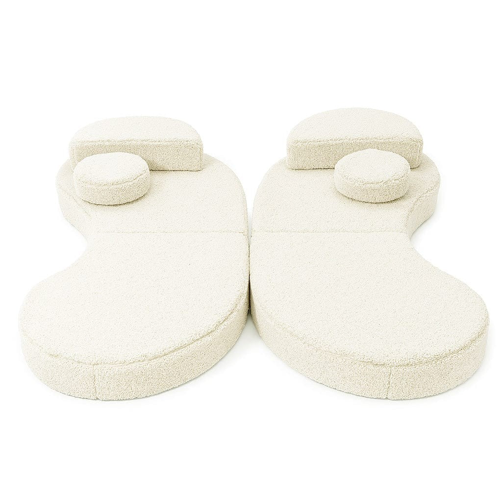 Modular Kids Sofa Coccolo, 6 Pieces - Bearly Fabric, 160 x 80 cm (Cream) - Tiny Tugz™