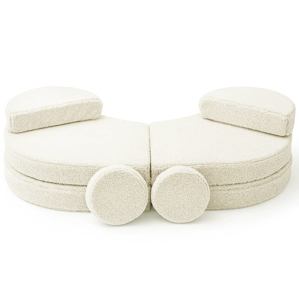 Modular Kids Sofa Coccolo, 6 Pieces - Bearly Fabric, 160 x 80 cm (Cream) - Tiny Tugz™