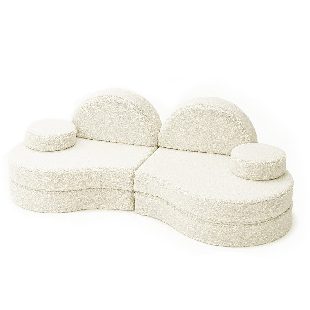 Modular Kids Sofa Coccolo, 6 Pieces - Bearly Fabric, 160 x 80 cm (Cream) - Tiny Tugz™