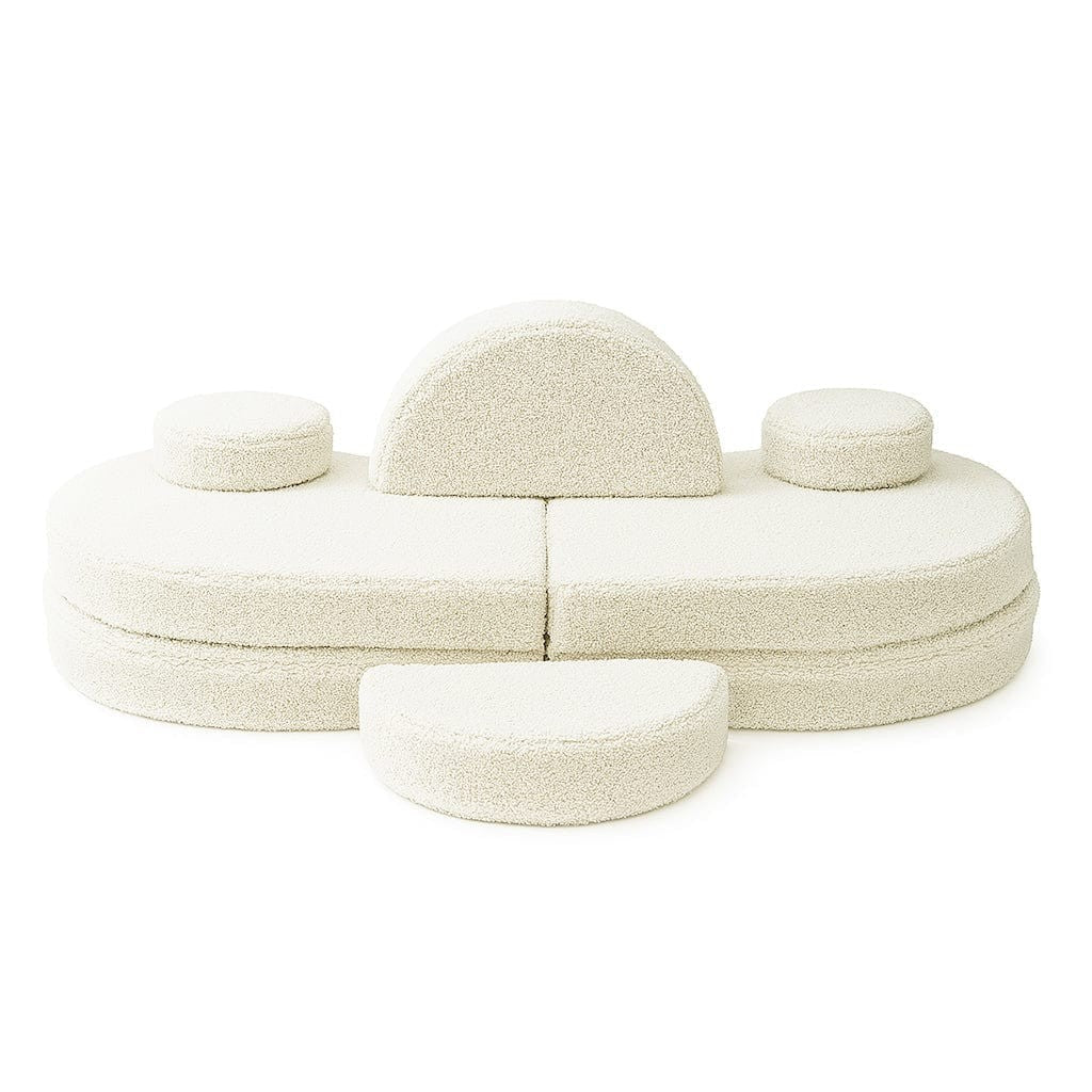 Modular Kids Sofa Coccolo, 6 Pieces - Bearly Fabric, 160 x 80 cm (Cream) - Tiny Tugz™