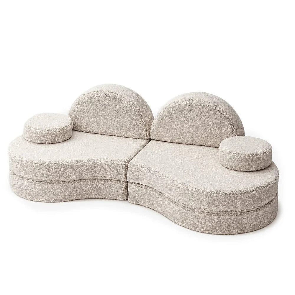 Modular Kids Sofa Coccolo, 6 Pieces - Bearly Fabric, 160 x 80 cm (Light Grey) - Tiny Tugz™