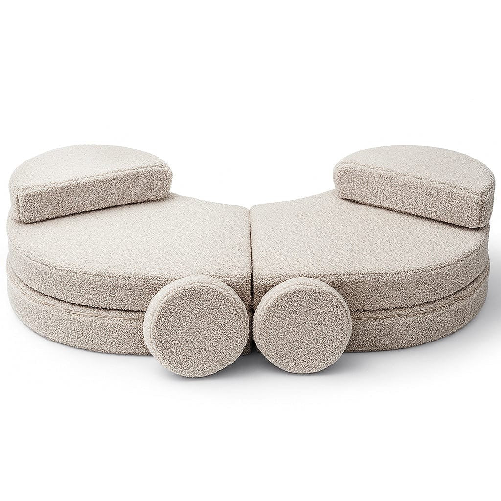 Modular Kids Sofa Coccolo, 6 Pieces - Bearly Fabric, 160 x 80 cm (Light Grey) - Tiny Tugz™