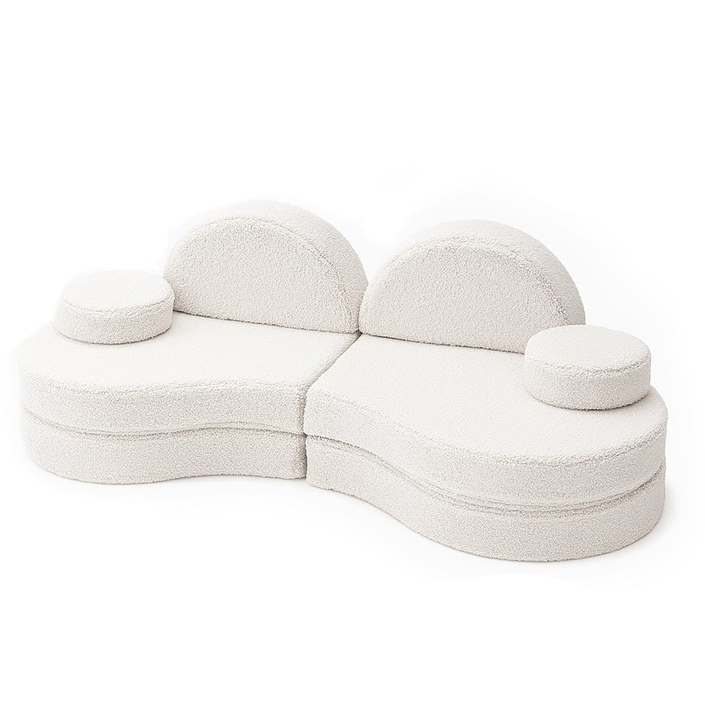 Modular Kids Sofa Coccolo, 6 Pieces - Bearly Fabric, 160 x 80 cm (Off White) - Tiny Tugz™