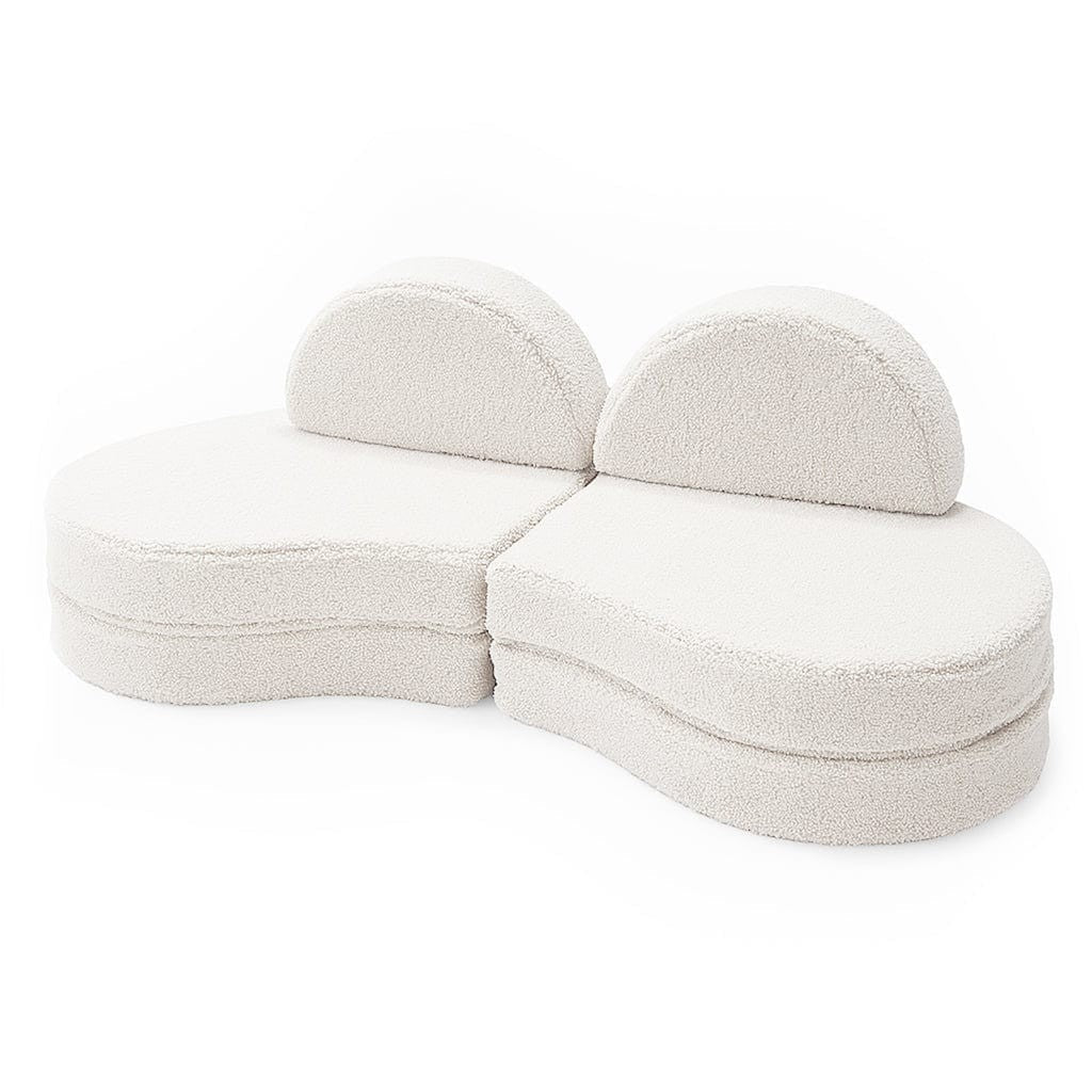 Modular Kids Sofa Coccolo, 6 Pieces - Bearly Fabric, 160 x 80 cm (Off White) - Tiny Tugz™