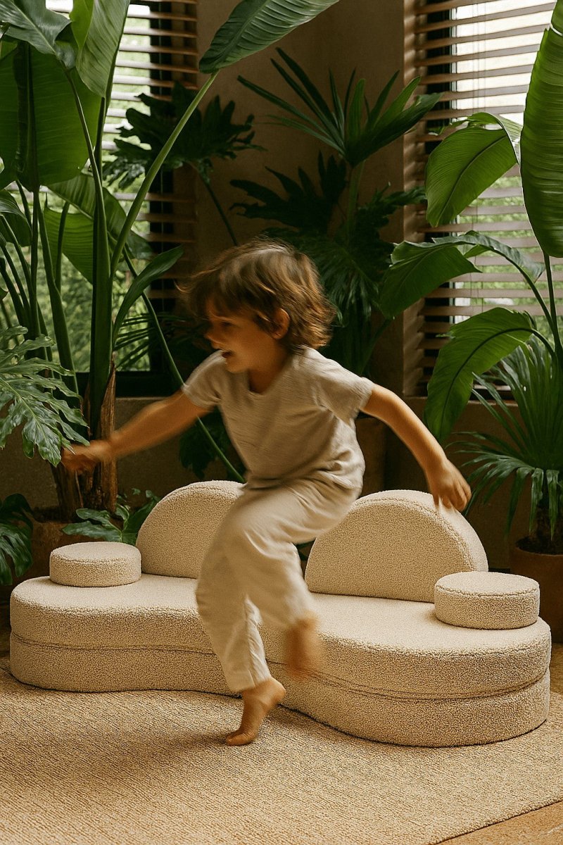 Modular Kids Sofa Coccolo, 6 Pieces - Bearly Fabric, 160 x 80 cm (Off White) - Tiny Tugz™