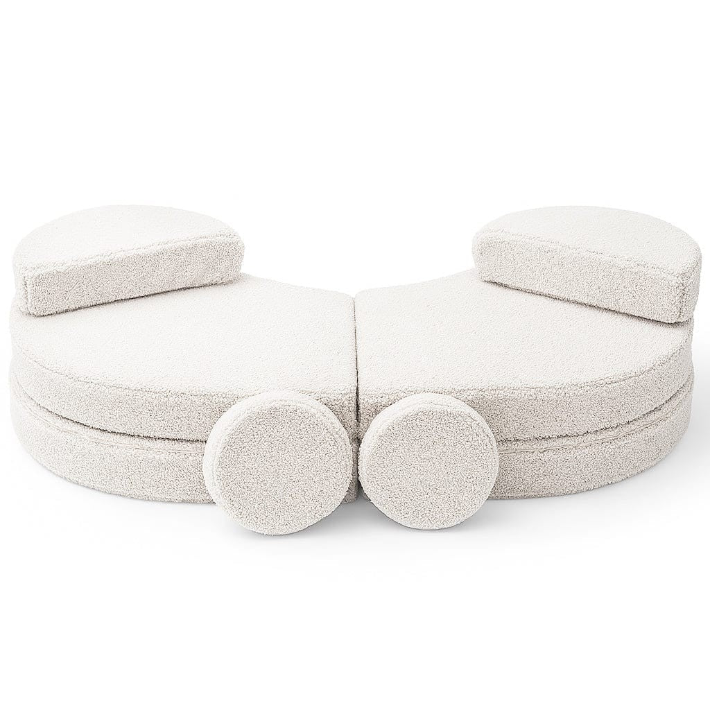Modular Kids Sofa Coccolo, 6 Pieces - Bearly Fabric, 160 x 80 cm (Off White) - Tiny Tugz™