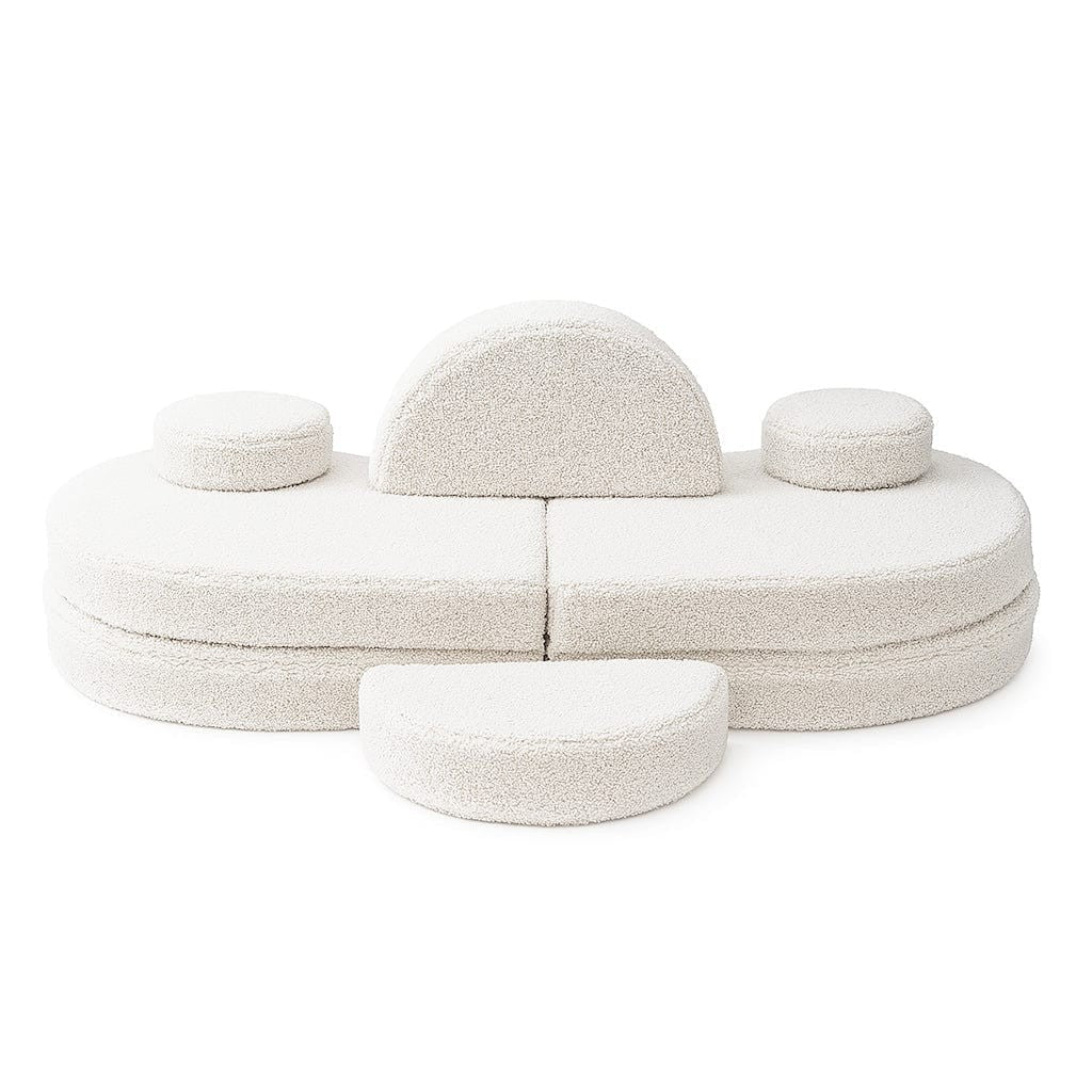 Modular Kids Sofa Coccolo, 6 Pieces - Bearly Fabric, 160 x 80 cm (Off White) - Tiny Tugz™