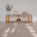 One Little Pine Modular Montessori Shelf Arch, 2 shelves, Light Grey/Brownish Oil — solid wood Montessori corner shelving unit