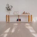 One Little Pine Modular Montessori Shelf Arch, 2 shelves, White/Brownish Oil — solid wood Montessori corner shelving unit