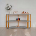 One Little Pine Modular Montessori Shelf Arch, 3 shelves, Light Grey/Brownish Oil — solid wood Montessori corner shelving unit