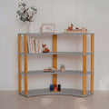 One Little Pine Modular Montessori Shelf Arch, 4 shelves, Light Grey/Brownish Oil — solid wood Montessori corner shelving unit