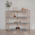 One Little Pine Modular Montessori Shelf Arch, 4 shelves, Light Grey/Clear Oil — solid wood Montessori corner shelving unit