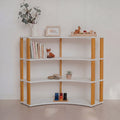 One Little Pine Modular Montessori Shelf Arch, 4 shelves, White/Brownish Oil — solid wood Montessori corner shelving unit