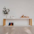 One Little Pine 2-Shelf Straight Montessori Shelf in White / Brownish Oil — child-height wooden shelving