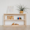 One Little Pine 3-Shelf Straight Montessori Shelf — child-height wooden shelving