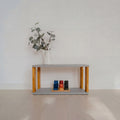 One Little Pine 2-Shelf Straight Mini Montessori Shelf in Light Grey / Brownish Oil — child-height wooden shelving