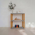 Modular Montessori Shelf – Straight Mini, 3-Shelf, Light Grey / Brownish Oil - Tiny Tugz™