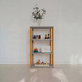 One Little Pine 4-Shelf Straight Mini Montessori Shelf in Light Grey / Brownish Oil — child-height wooden shelving