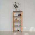 One Little Pine 5-Shelf Straight Mini Montessori Shelf in Light Grey / Brownish Oil — child-height wooden shelving