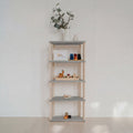 One Little Pine 5-Shelf Straight Mini Montessori Shelf in Light Grey / Clear Oil — child-height wooden shelving