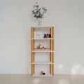One Little Pine 5-Shelf Straight Mini Montessori Shelf in White / Brownish Oil — child-height wooden shelving