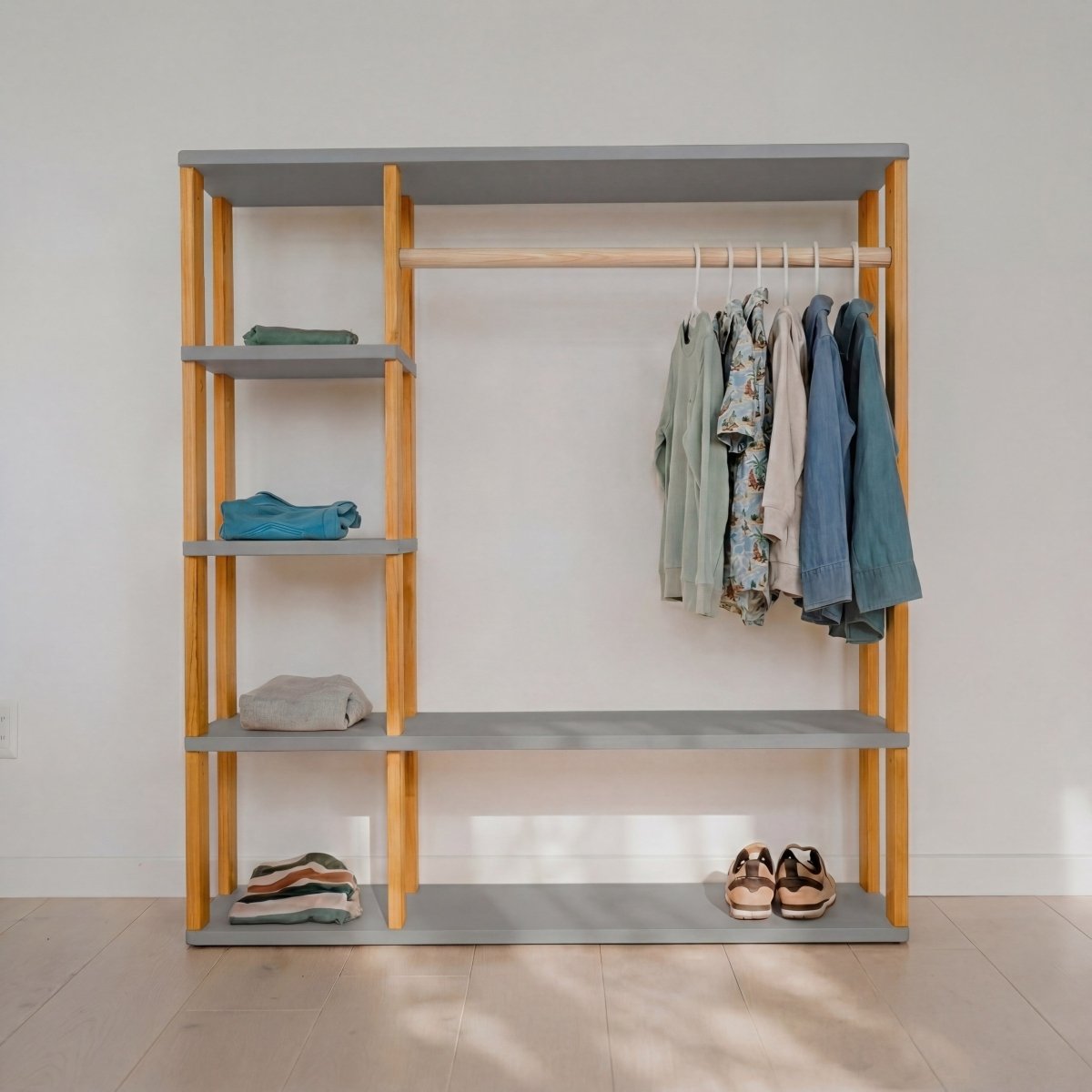 Modular Montessori Wardrobe - Light Grey / Brownish Oil - Tiny Tugz™