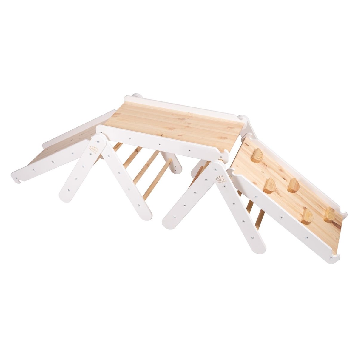Modular Wooden Climbing Triangle Set for Kids — 3-in-1 Montessori Play Structure (White) - Tiny Tugz™