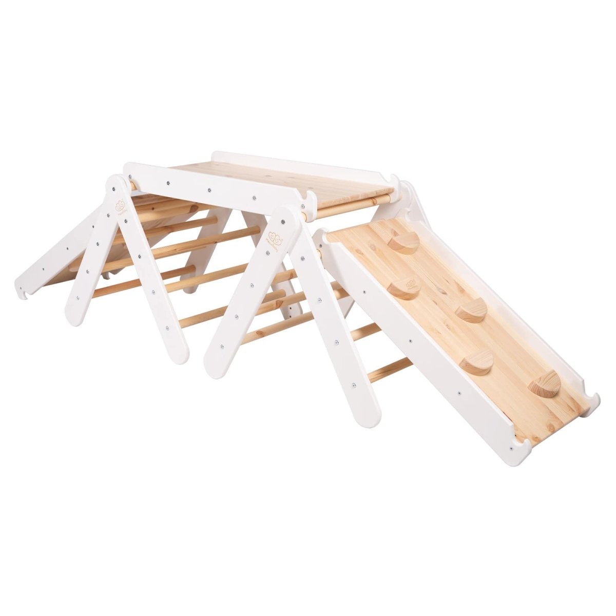 Modular Wooden Climbing Triangle Set for Kids — 3-in-1 Montessori Play Structure (White) - Tiny Tugz™