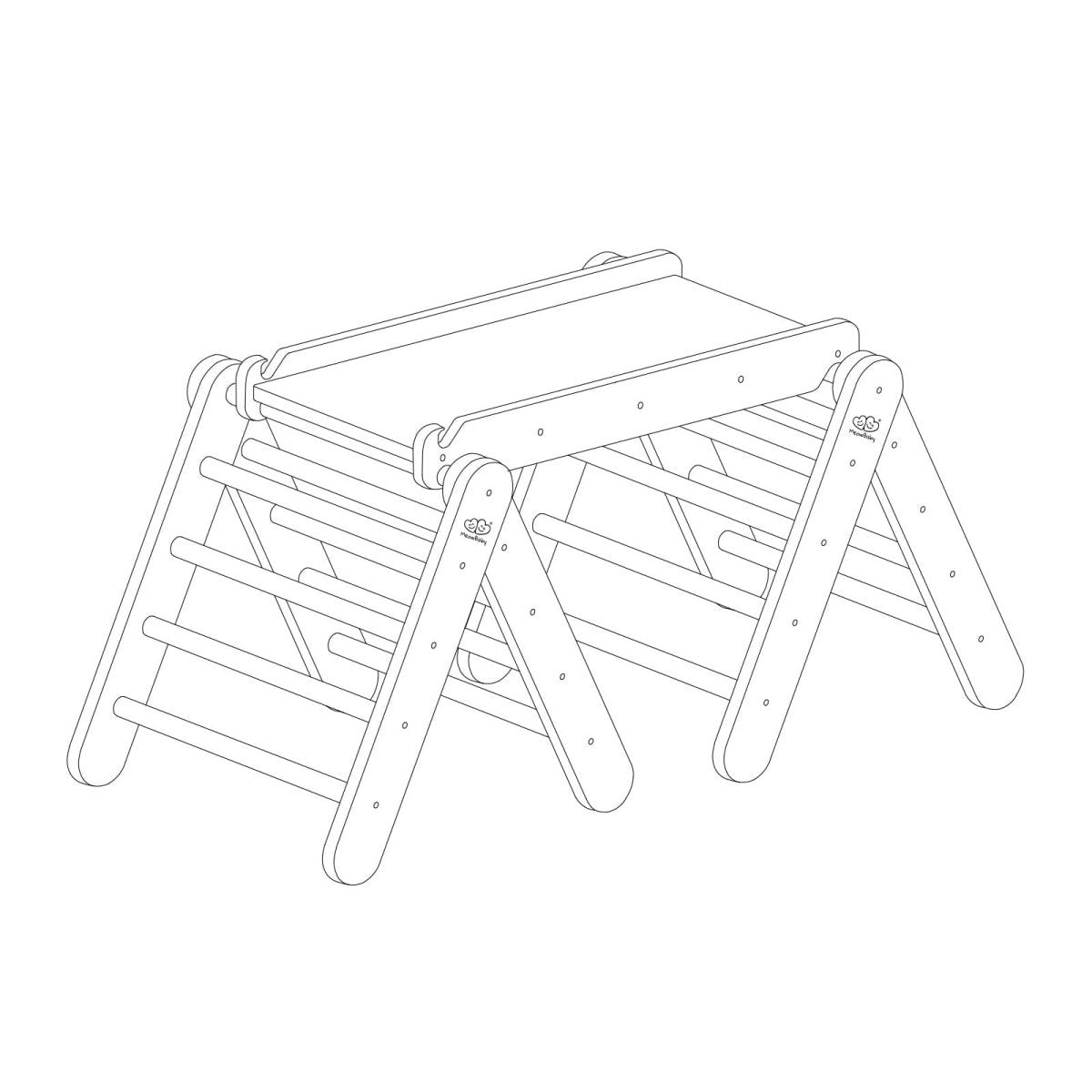Modular Wooden Climbing Triangle Set with Slide & Wall — 3-in-1 Montessori Play Structure (Black) - Tiny Tugz™