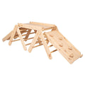 Modular Wooden Climbing Triangle Set with Slide & Wall — 3-in-1 Montessori Play Structure (Natural Wood) - Tiny Tugz™
