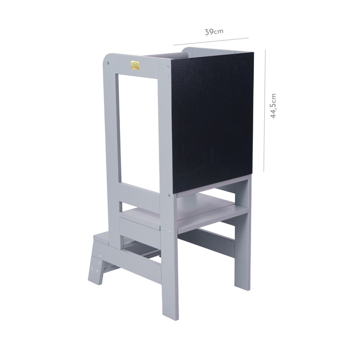 Montessori Adjustable Learning Tower with Drawing Board - Solid Pine, 3 Heights (Dark Grey) - Tiny Tugz™