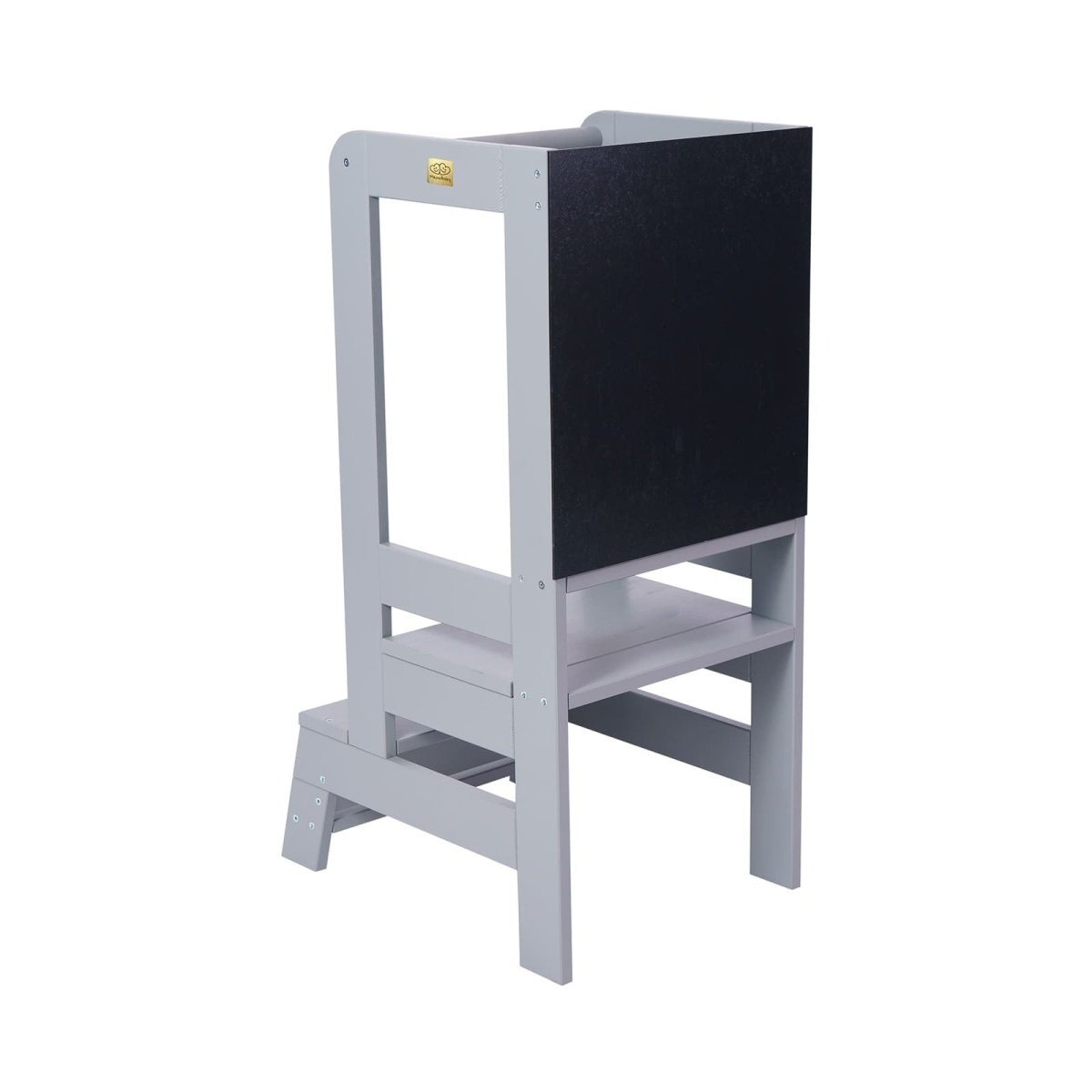Montessori Adjustable Learning Tower with Drawing Board - Solid Pine, 3 Heights (Dark Grey) - Tiny Tugz™