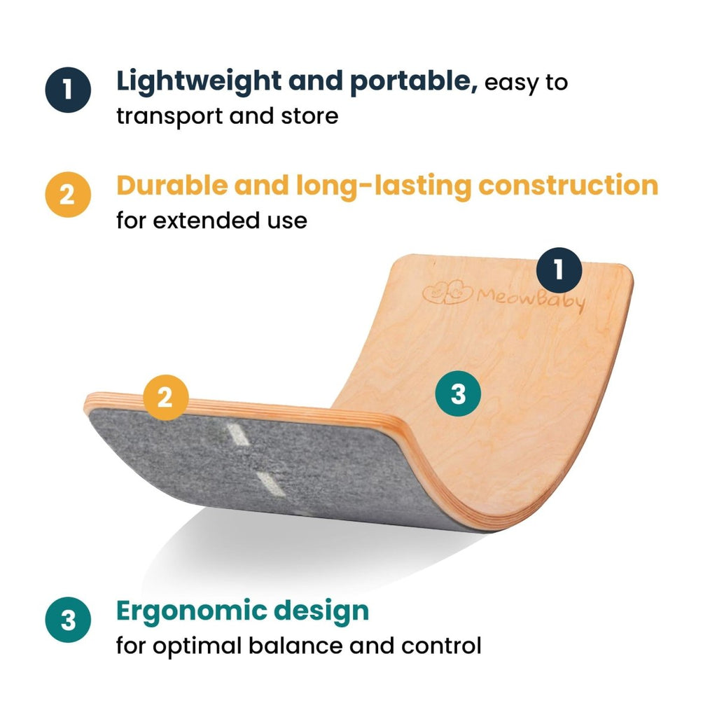 Montessori Balance Board for Kids – Birch Plywood with Felt Base - Tiny Tugz™