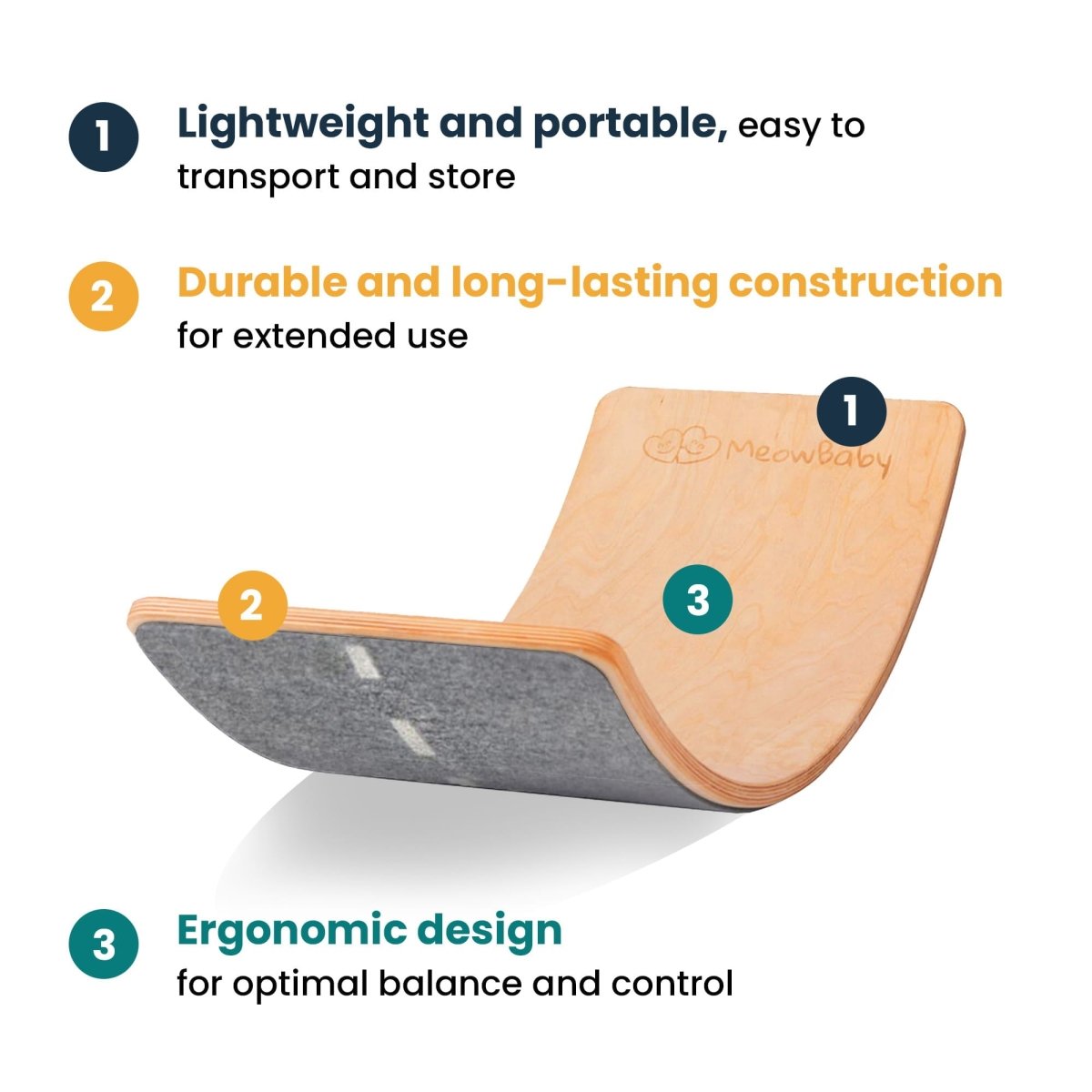 Montessori Balance Board for Kids – Birch Plywood with Felt Base - Tiny Tugz™