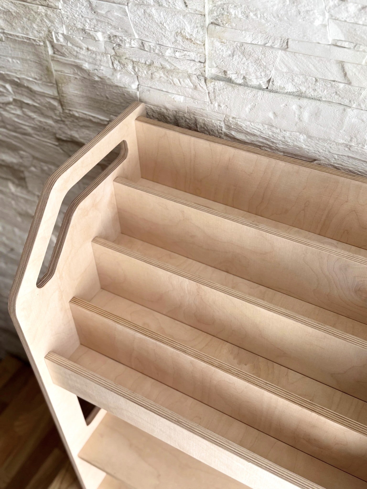 Montessori Wooden Book Display with Storage Shelf For Kids