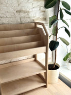 Montessori Wooden Book Display with Storage Shelf For Kids