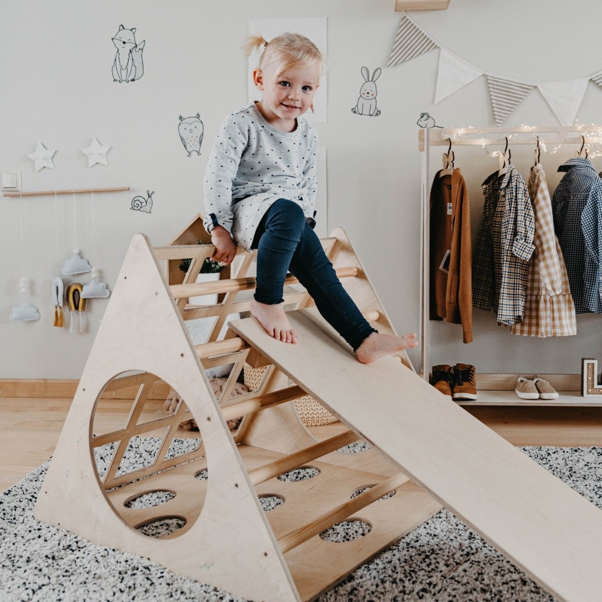 Montessori Climbing Triangle with Cutout Panels (Ramp Included) - Tiny Tugz™