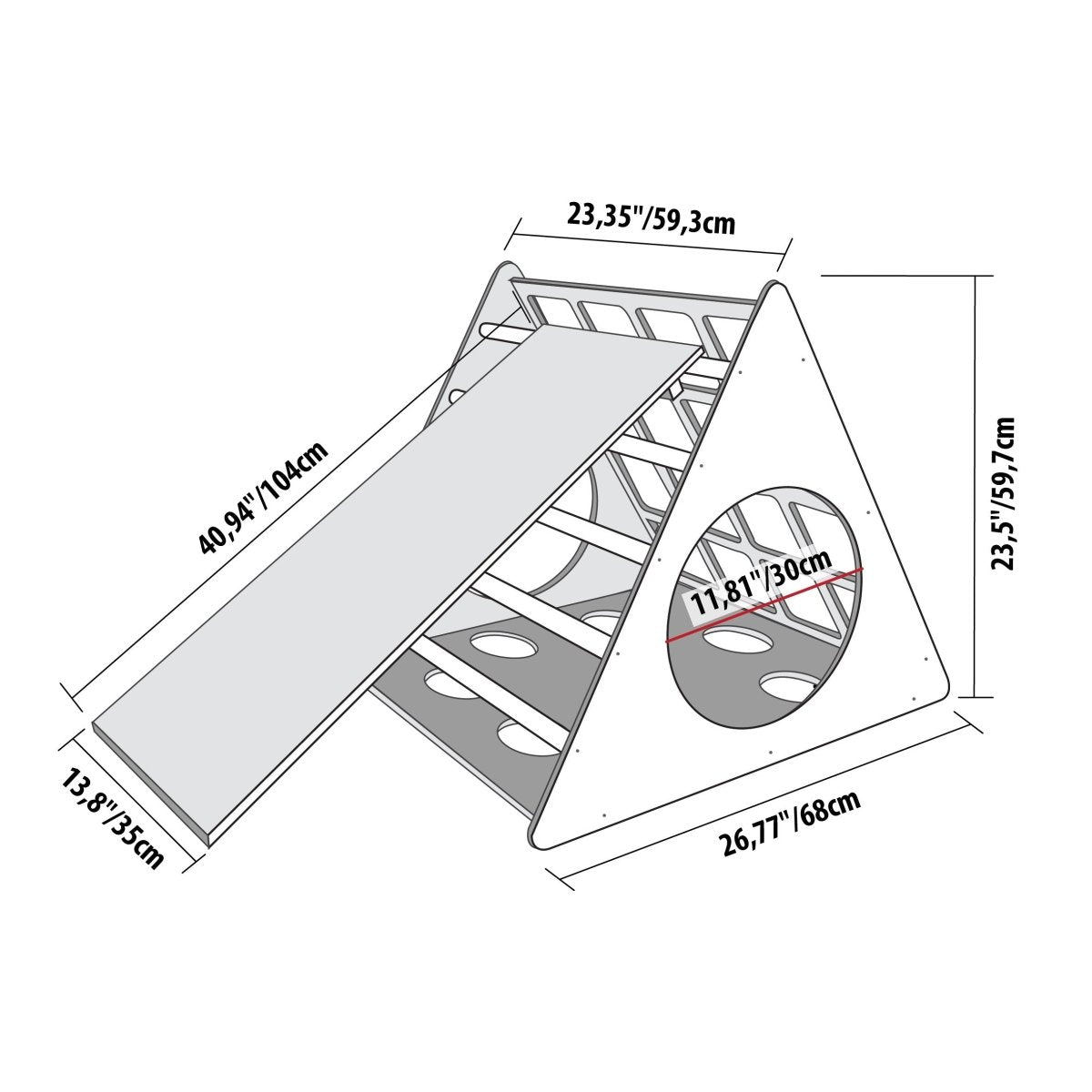 Montessori Climbing Triangle with Cutout Panels (Ramp Included) - Tiny Tugz™