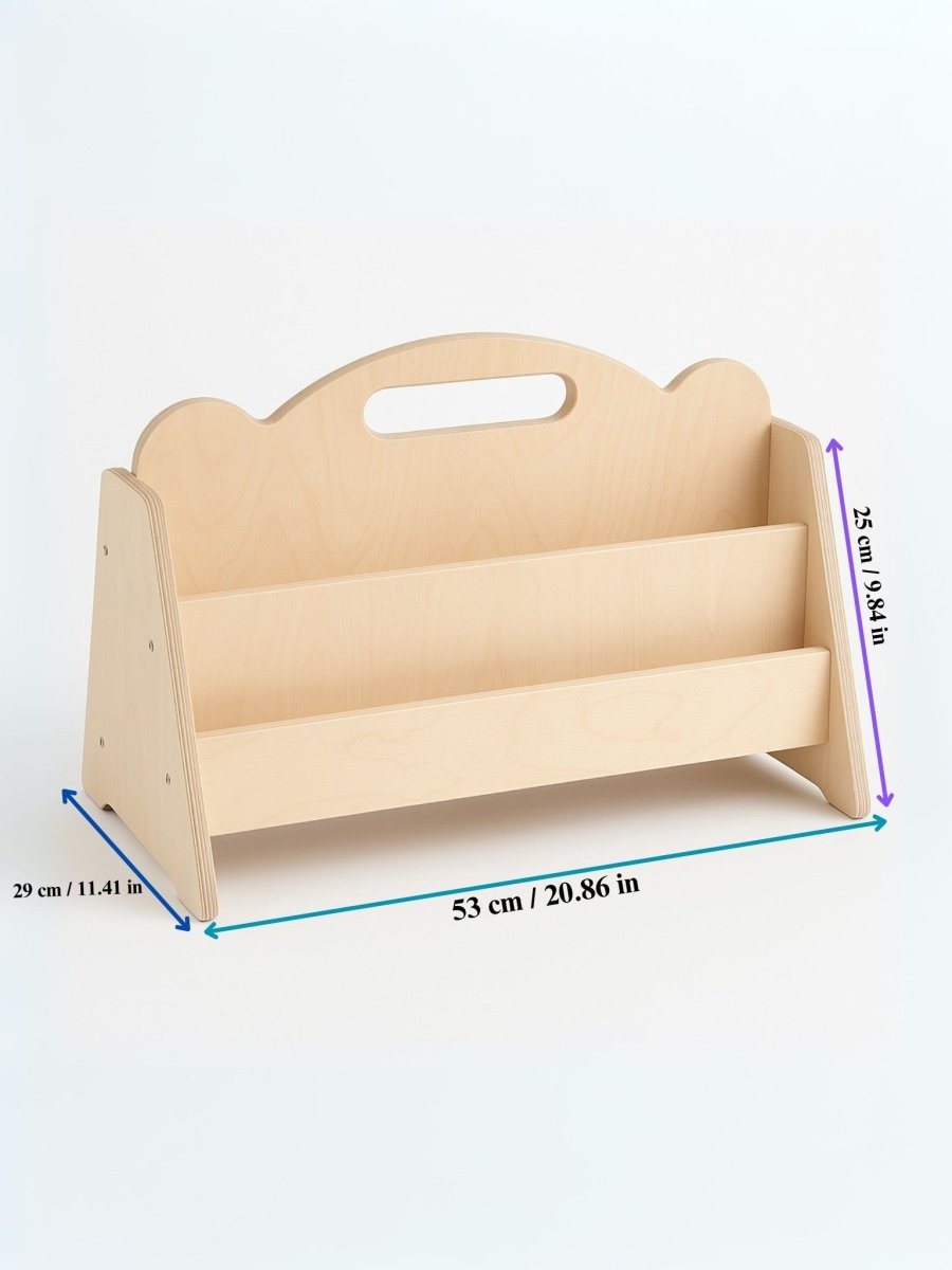 Montessori Double-Sided Wooden 4-Tier Book Display Shelf - Tiny Tugz™