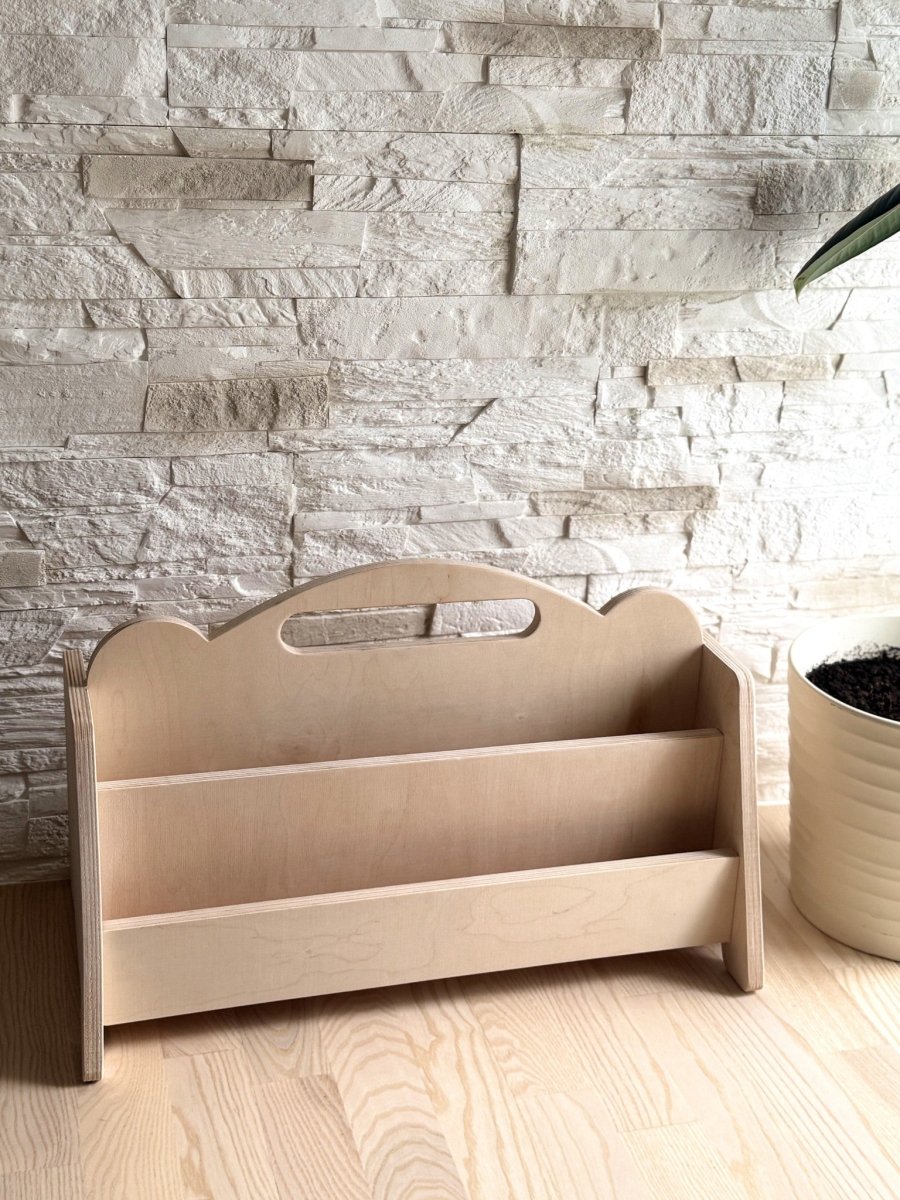 Montessori Double-Sided Wooden 4-Tier Book Display Shelf - Tiny Tugz™