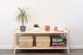 One Little Pine Large 2-Shelf Montessori-Inspired Wooden Shelving Unit — solid birch wood, W110xH42xD35cm, FSC-certified open shelving for children's rooms.