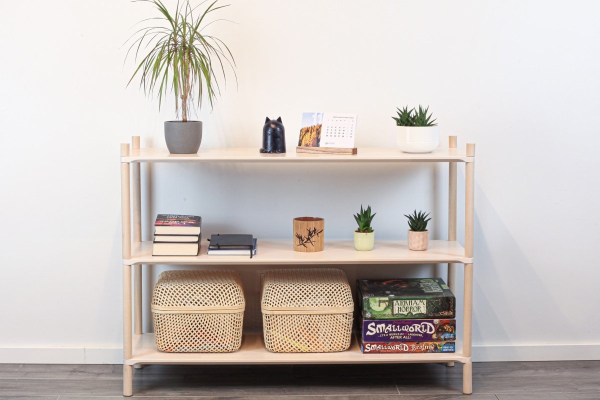 Montessori-Inspired Wooden Shelving Unit Large, 3 Shelves - Tiny Tugz™
