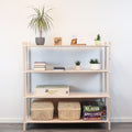 One Little Pine Large 4-Shelf Montessori-Inspired Wooden Shelving Unit — solid birch wood, W110xH106xD35cm, FSC-certified open shelving for children's rooms.