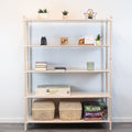 One Little Pine Large 5-Shelf Montessori-Inspired Wooden Shelving Unit — solid birch wood, W110xH138xD35cm, FSC-certified open shelving for children's rooms.