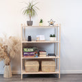 One Little Pine Medium 4-Shelf Montessori-Inspired Wooden Shelving Unit — solid birch wood, W80xH106xD35cm, FSC-certified open shelving for children's rooms.