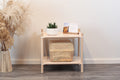 One Little Pine Small 2-Shelf Montessori-Inspired Wooden Shelving Unit — solid birch wood, W50xH42xD35cm, FSC-certified open shelving for children's rooms.