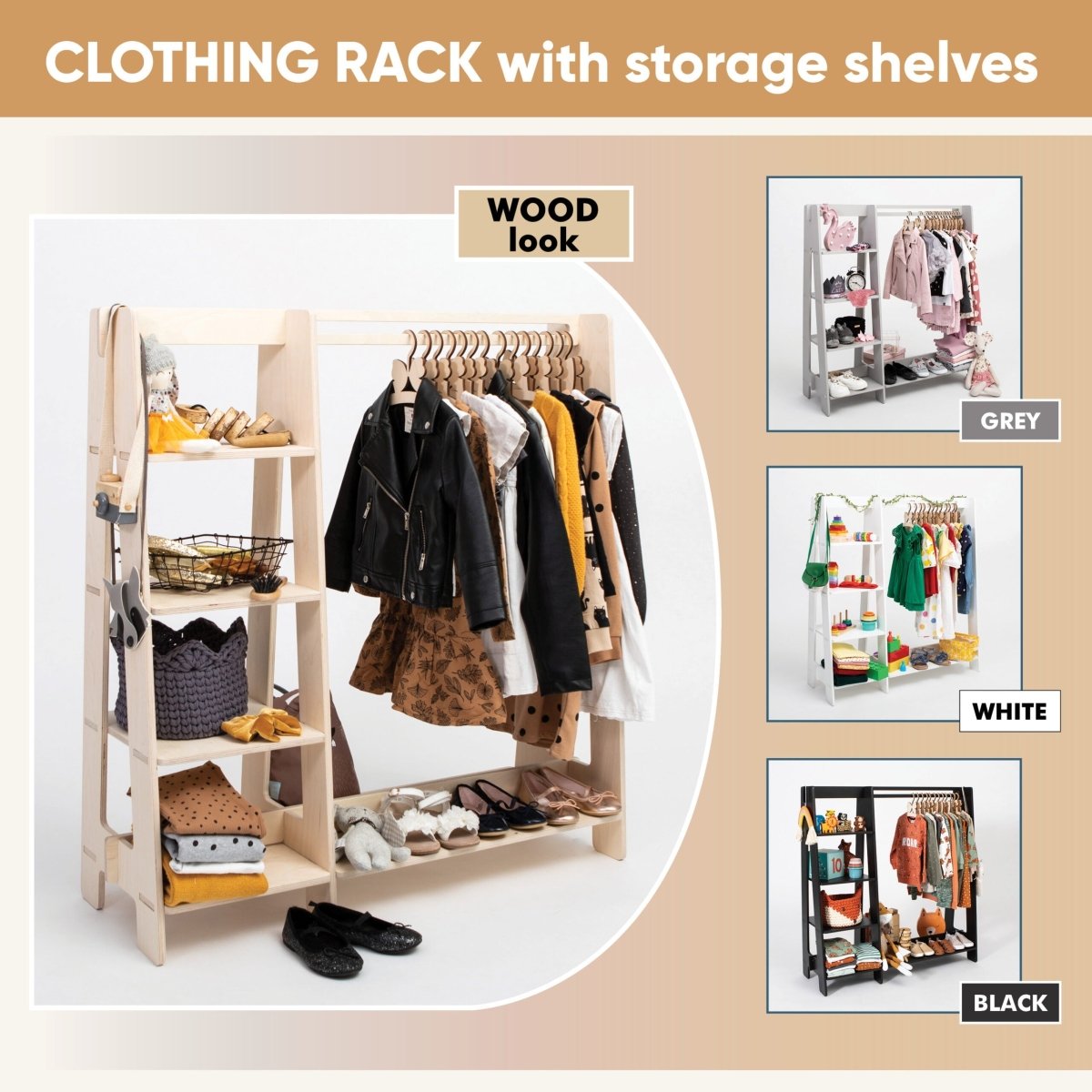 Montessori Kids Clothing Rack - Tiny Tugz™