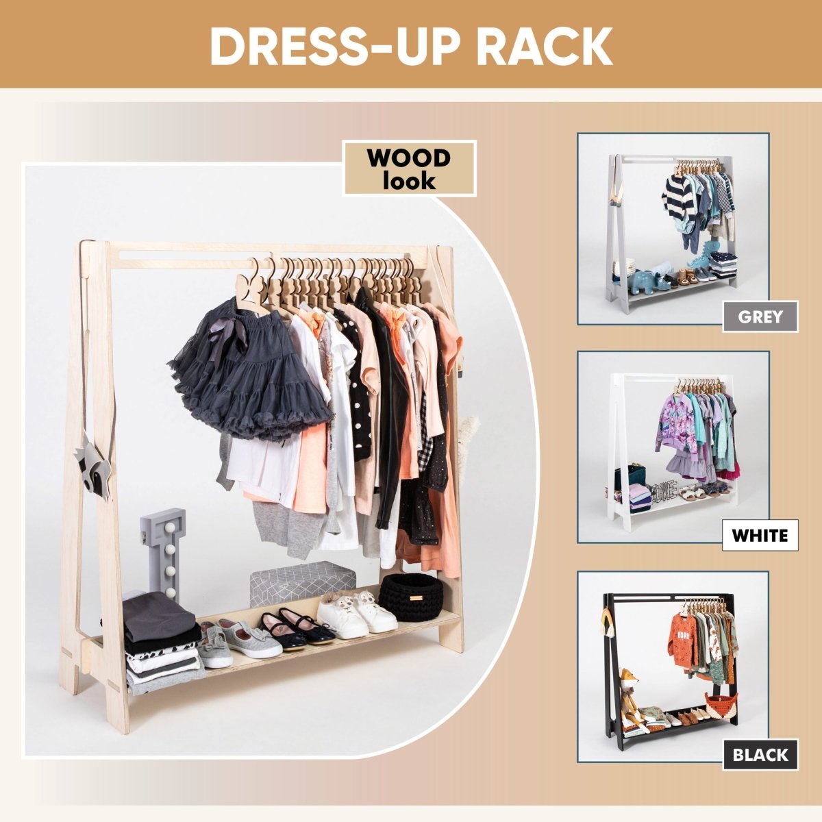 Montessori Kids Dress-Up & Clothing Rack - Tiny Tugz™