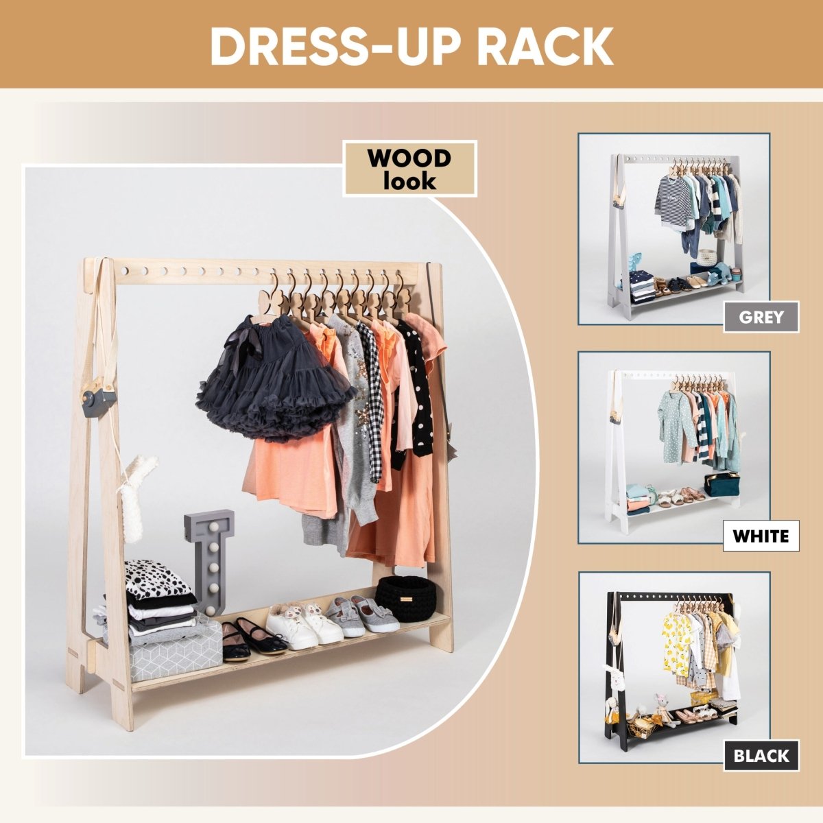 Montessori Kids Dress-Up & Display Rack (Studio Edition) - Tiny Tugz™