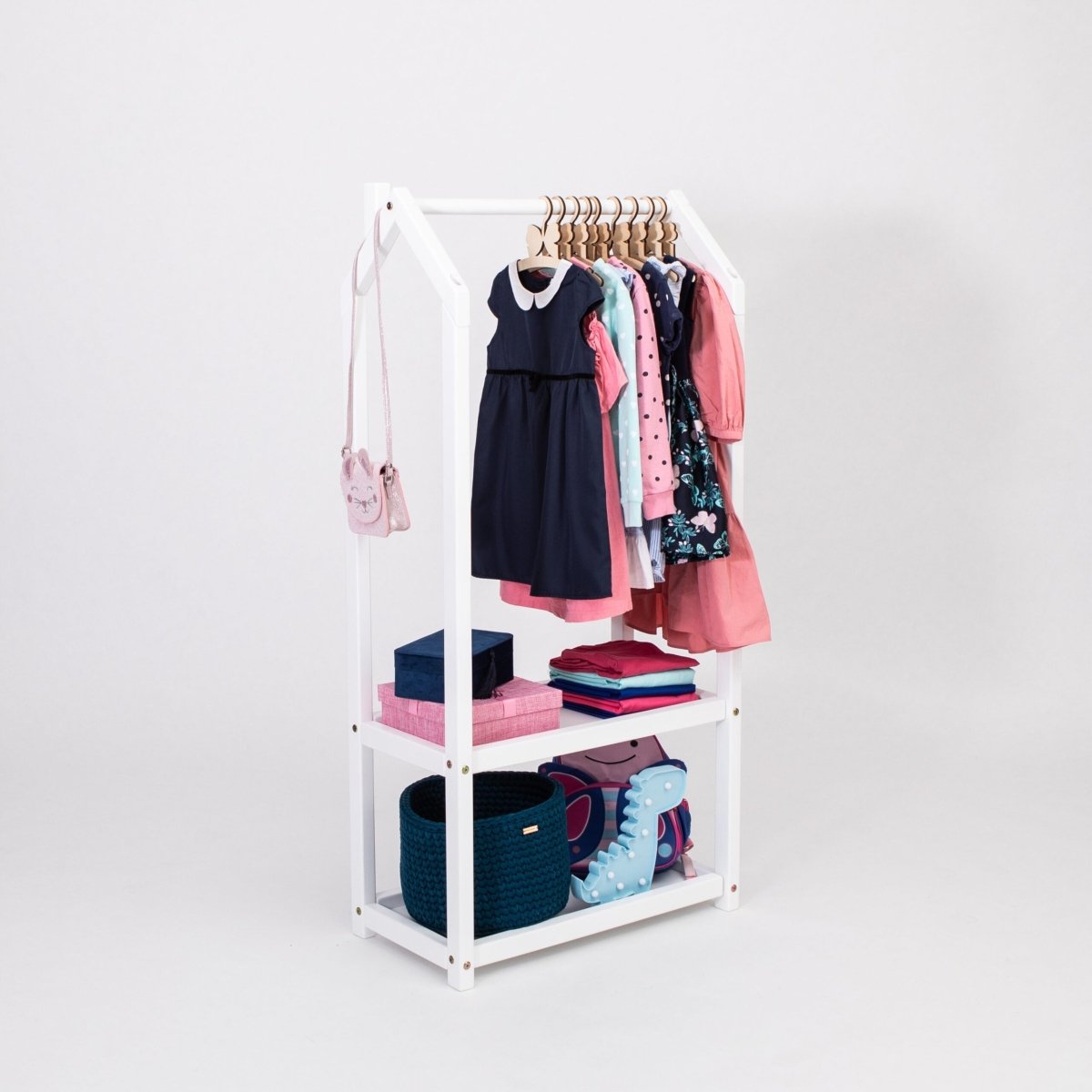 Montessori Kids House-Shaped Clothing Rack with Storage - Tiny Tugz™